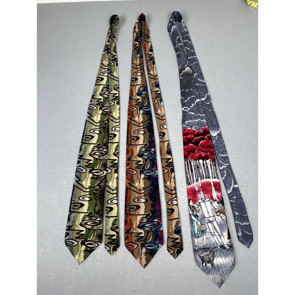 Lot Of 3 100% Silk Designer Ties 2 Grateful Dead and 1 Wizard of Oz